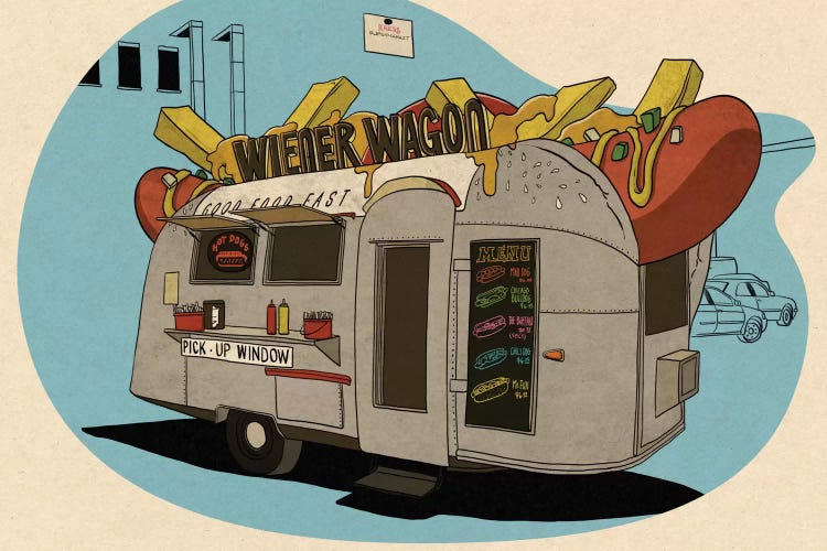 Wiener Wagon by 5by5collective wall art