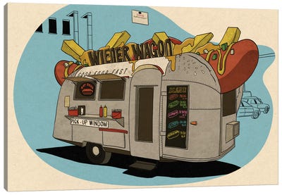 Wiener Wagon Canvas Art Print - Foodie Cart Collection