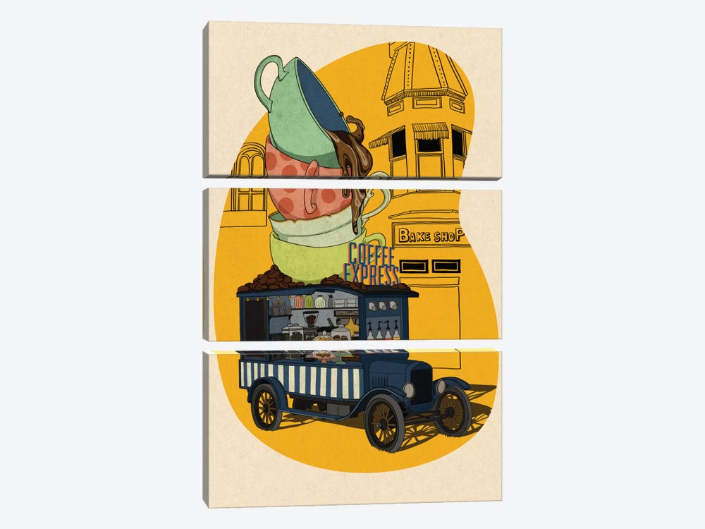 Coffee Express by 5by5collective 3-piece Art Print