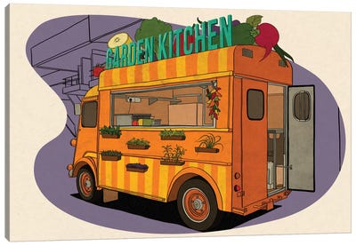Garden Kitchen Canvas Art Print - Foodie Cart Collection