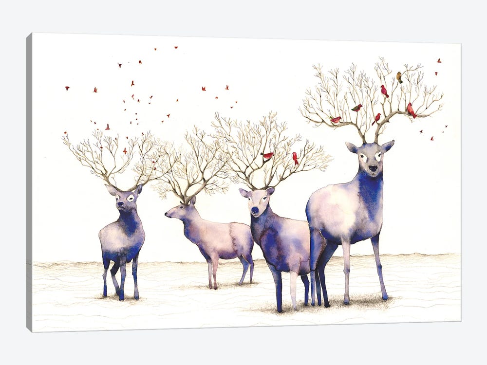 Magical Deer by Flavia Cuddemi 1-piece Canvas Art Print