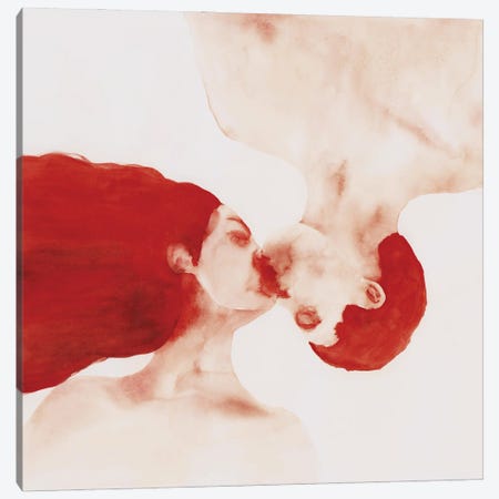 Red Kiss Canvas Print #FVC33} by Flavia Cuddemi Canvas Wall Art