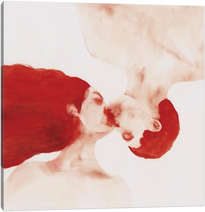 Red Kiss Canvas Art Print - Flavia Cuddemi