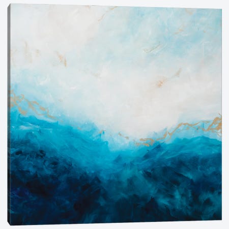 Blue Sea, Golden Sunlight I Canvas Print #FWA126} by Françoise Wattré Canvas Art Print
