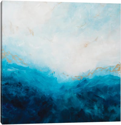 Blue Sea, Golden Sunlight I Canvas Art Print - Françoise Wattré