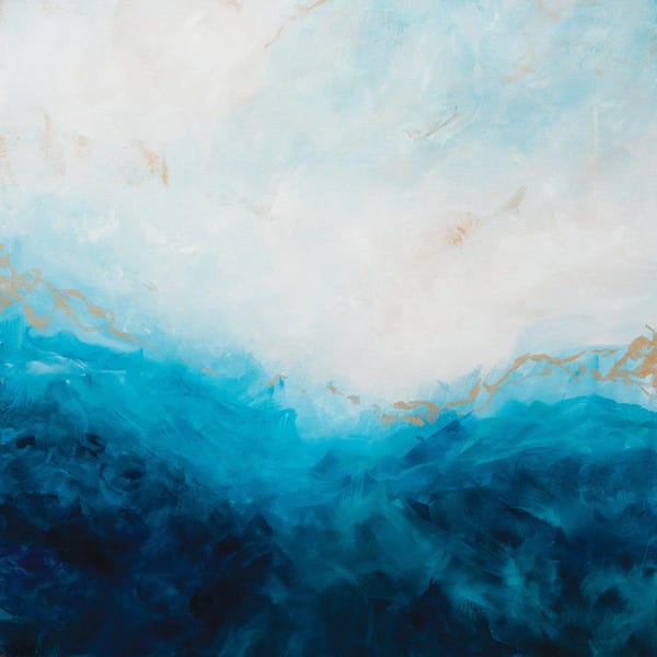 Minimalist Paintings: Blue Sea, Golden Sunlight I by Françoise Wattré