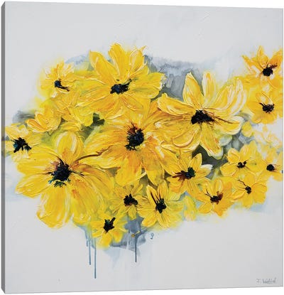 Sunshine Garden Canvas Art Print - Black, White & Yellow Art