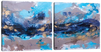 Ocean Breeze Diptych Canvas Art Print - Françoise Wattré