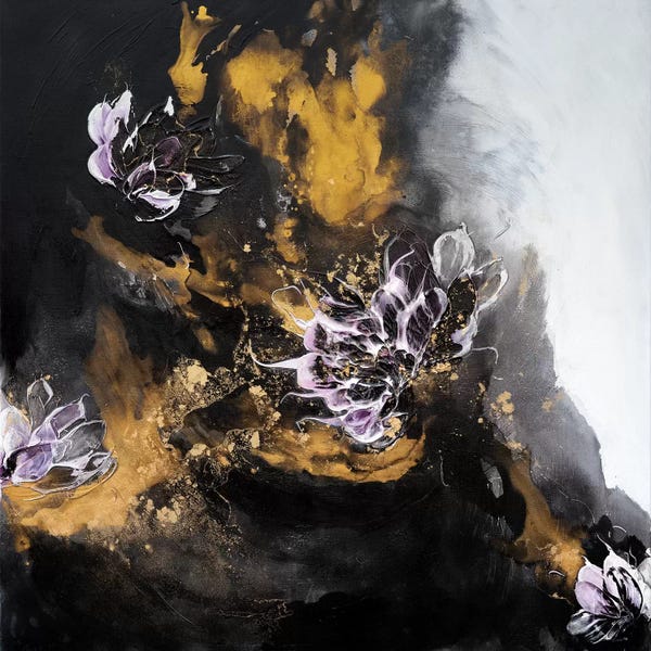 Black & White & Gold: Dancing Into The Sunset I by Françoise Wattré