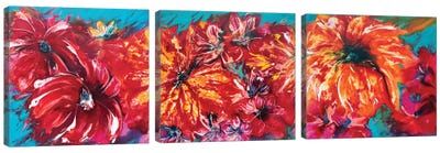 Tropical Garden Triptych Canvas Art Print - Françoise Wattré