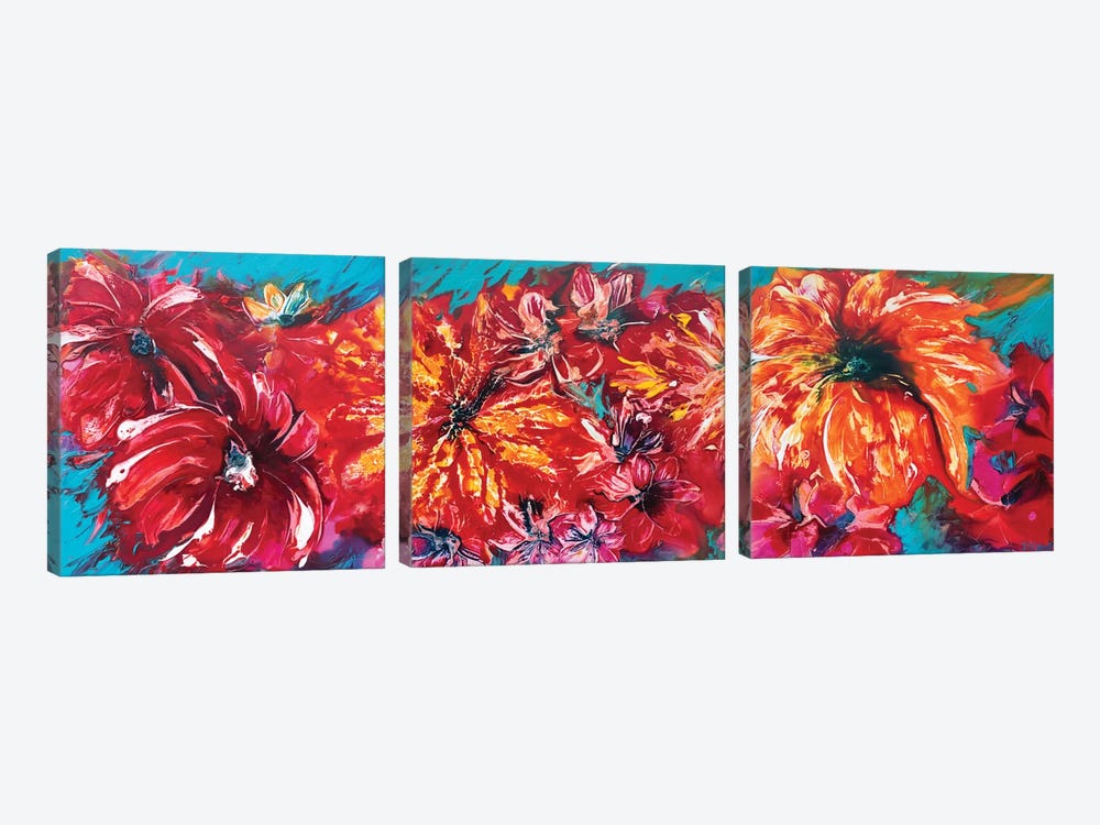 Tropical Garden Triptych by Françoise Wattré 3-piece Canvas Wall Art
