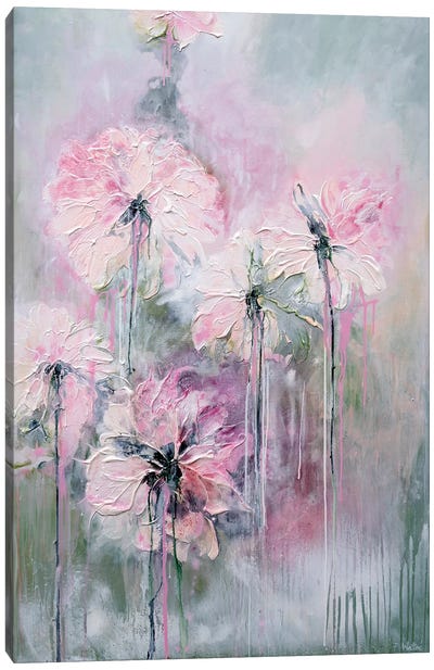 Gentle Summer Rain Canvas Art Print - Textured Florals