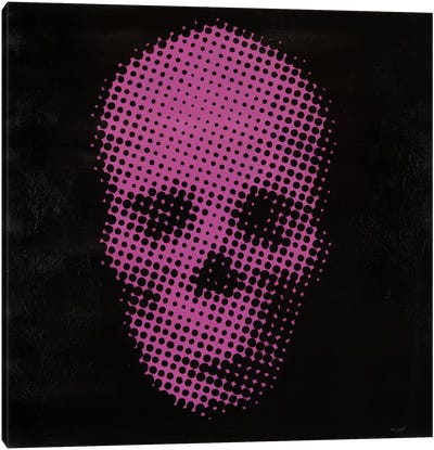 Pink Skull Canvas Art Print - Black & Pink Art