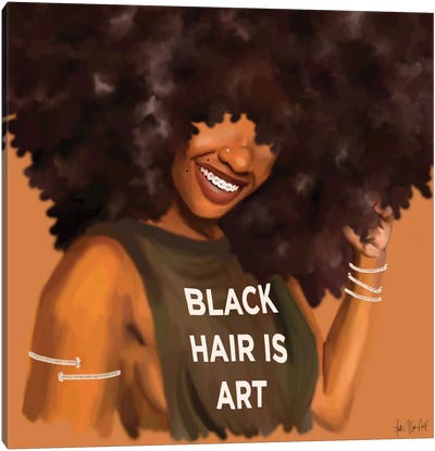 Black Hair Canvas Art Print - Women's Empowerment Art