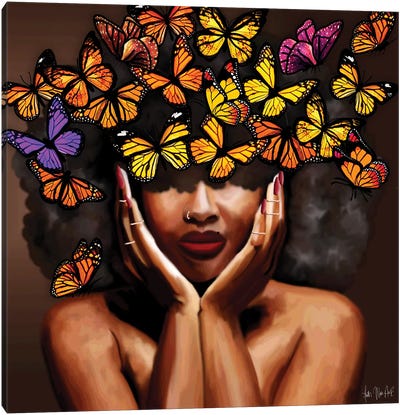 Lady Free Canvas Art Print - Monarch Butterflies