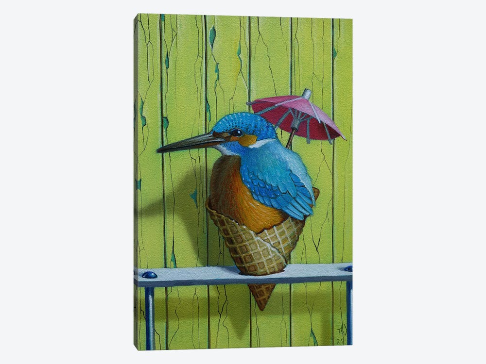 Kingfisher With Yellow Wall by Frank Warmerdam 1-piece Canvas Wall Art