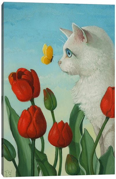 Kitty Butterfly Canvas Art Print - Tulip Art
