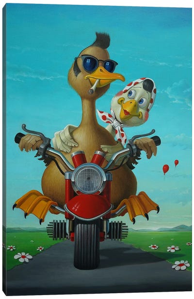 Mister Motorcycle Canvas Art Print - Duck Art