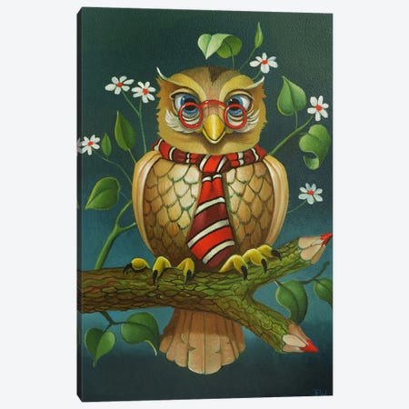 Professor Owl Canvas Print #FWM15} by Frank Warmerdam Canvas Wall Art