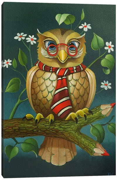 Professor Owl Canvas Art Print - Teacher Art