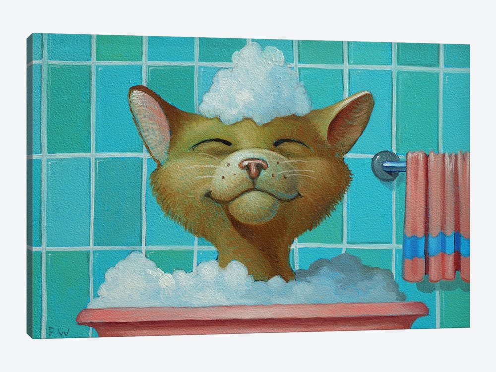 Cat In The Bath by Frank Warmerdam 1-piece Canvas Print