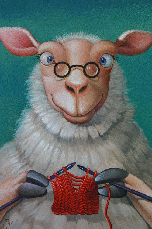 Miss Sheep's Red Scarf by Frank Warmerdam wall art