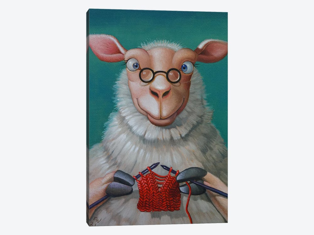 Miss Sheep's Red Scarf by Frank Warmerdam 1-piece Canvas Art