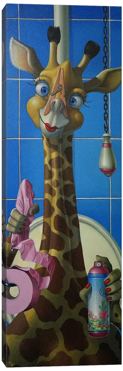 Toilet Attendant III Canvas Art Print - Giraffe Art
