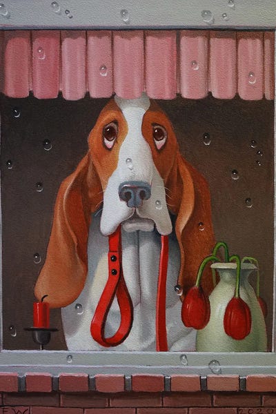 Who Walks The Dog by Frank Warmerdam metal wall art