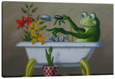 Green Fingers Canvas Art Print - Frog Art
