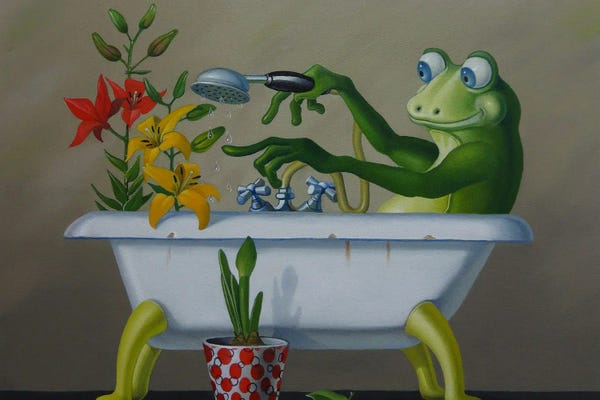 Bathroom Break: Green Fingers by Frank Warmerdam