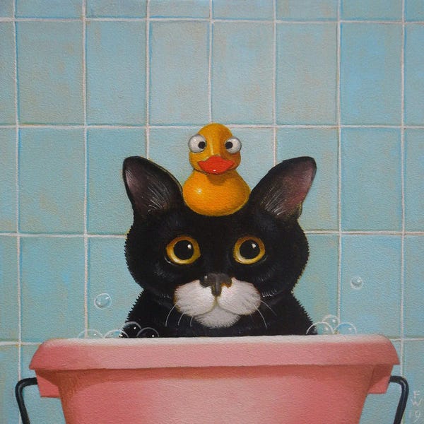 Tuxedo Cats: Cat In Bath by Frank Warmerdam