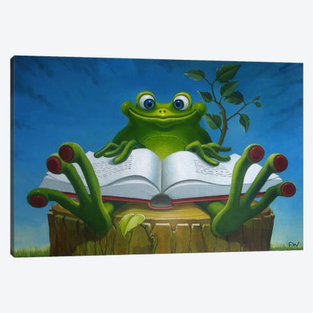 The Story Frog Canvas Print #FWM56} by Frank Warmerdam Canvas Artwork