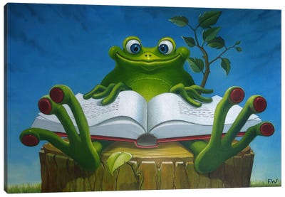 The Story Frog Canvas Art Print - Reading Art