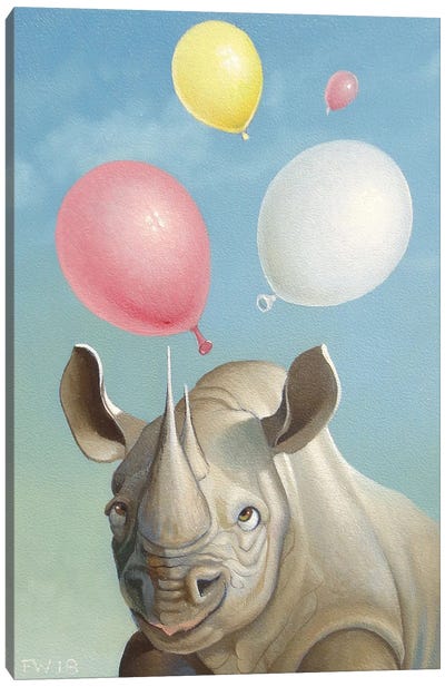 Balloon Party Canvas Art Print - Playful Surrealism