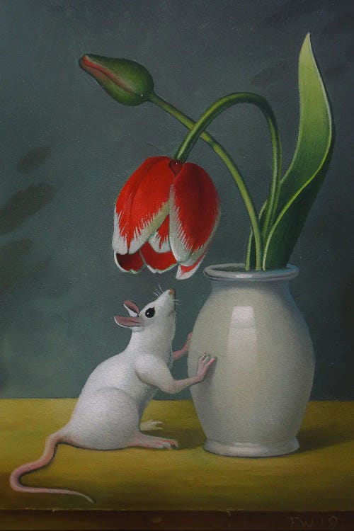 Mouse With Tulip Vase