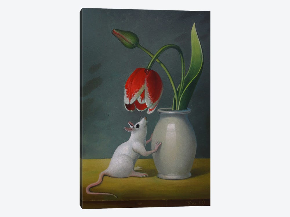 Mouse With Tulip Vase by Frank Warmerdam 1-piece Canvas Artwork
