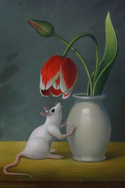 Rodents: Mouse With Tulip Vase by Frank Warmerdam