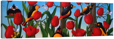 Birds In Spring Canvas Art Print - Frank Warmerdam