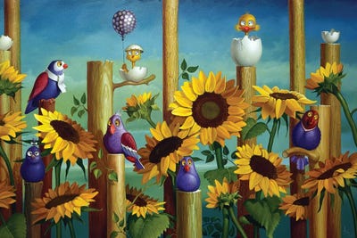 Birds And Sunflowers by Frank Warmerdam multi panel art