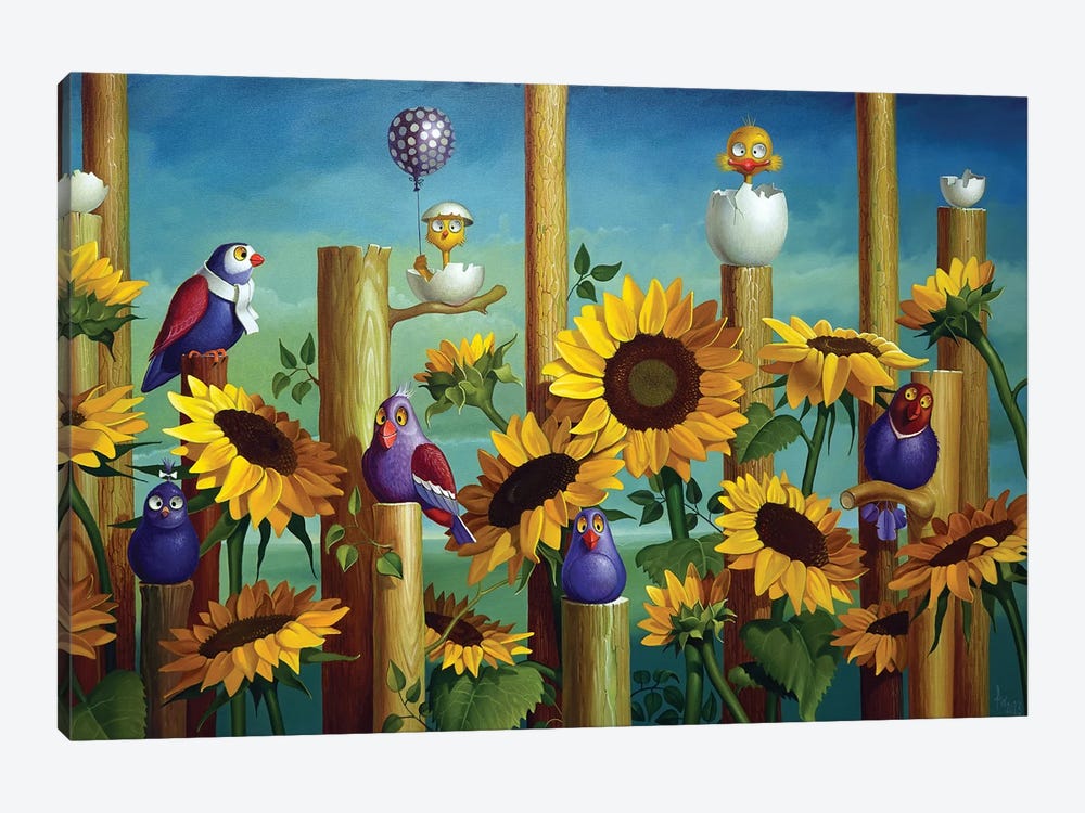 Birds And Sunflowers by Frank Warmerdam 1-piece Art Print