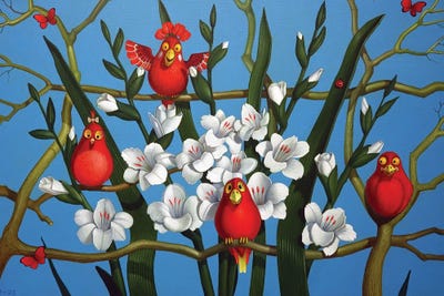 Birds Red White And Blue by Frank Warmerdam canvas print