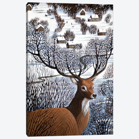 Long Winter in Antler Hills Canvas Print #FXP13} by Foxy & Paper Canvas Wall Art