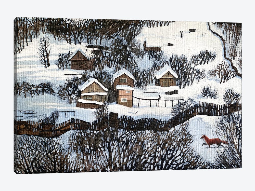 Mr. Fox's Silent Walk by Foxy & Paper 1-piece Canvas Print