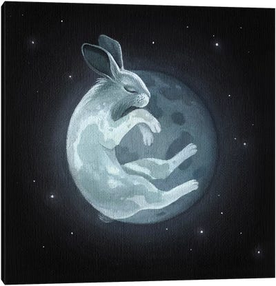 Rabbit Moon Canvas Art Print - Foxy & Paper