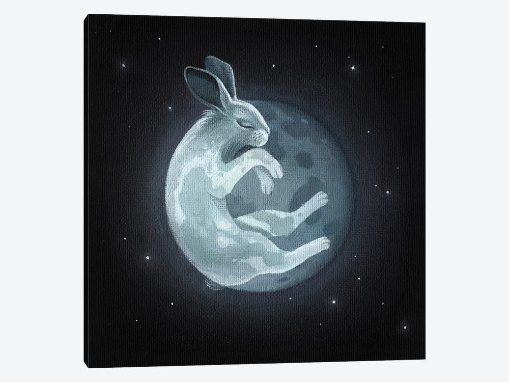Rabbit Moon by Foxy & Paper 1-piece Canvas Artwork