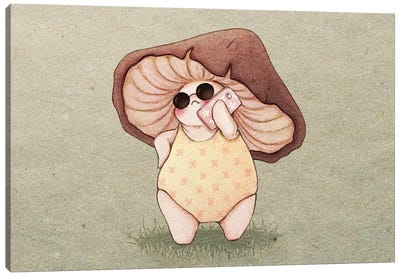 Beach Mushroom Canvas Art Print - Children's Illustrations 