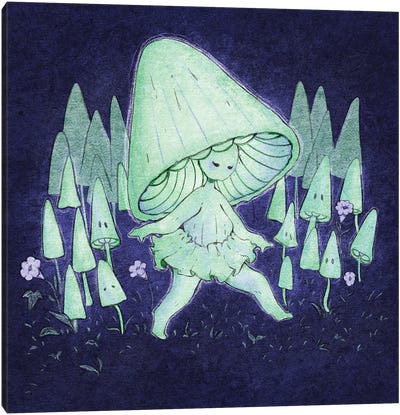 Bioluminescent Mushrooms Canvas Art Print - Mushroom Art