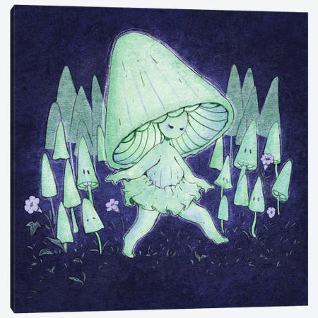 Bioluminescent Mushrooms Canvas Print #FYA14} by Fairydrop Art Canvas Print