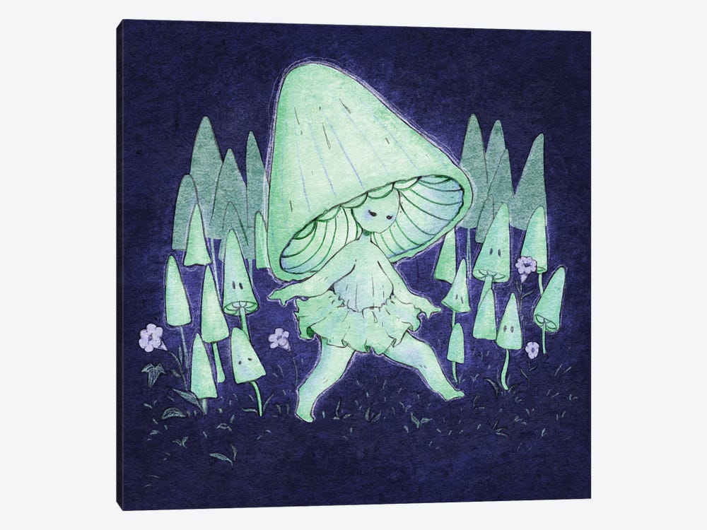 Bioluminescent Mushrooms by Fairydrop Art 1-piece Canvas Print
